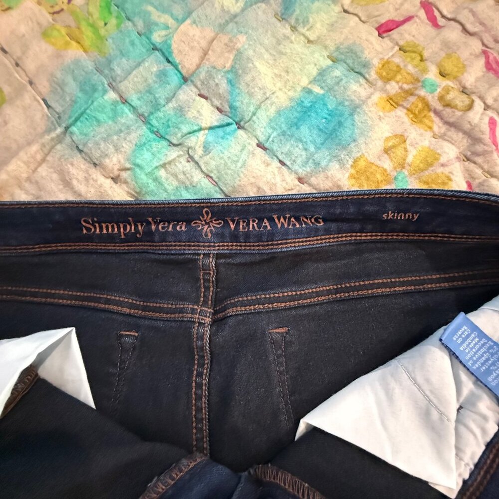 Vera Wang Skinny Jeans Twilight/Dark Blue/Indigo Size 12 - Picture 7 of 9